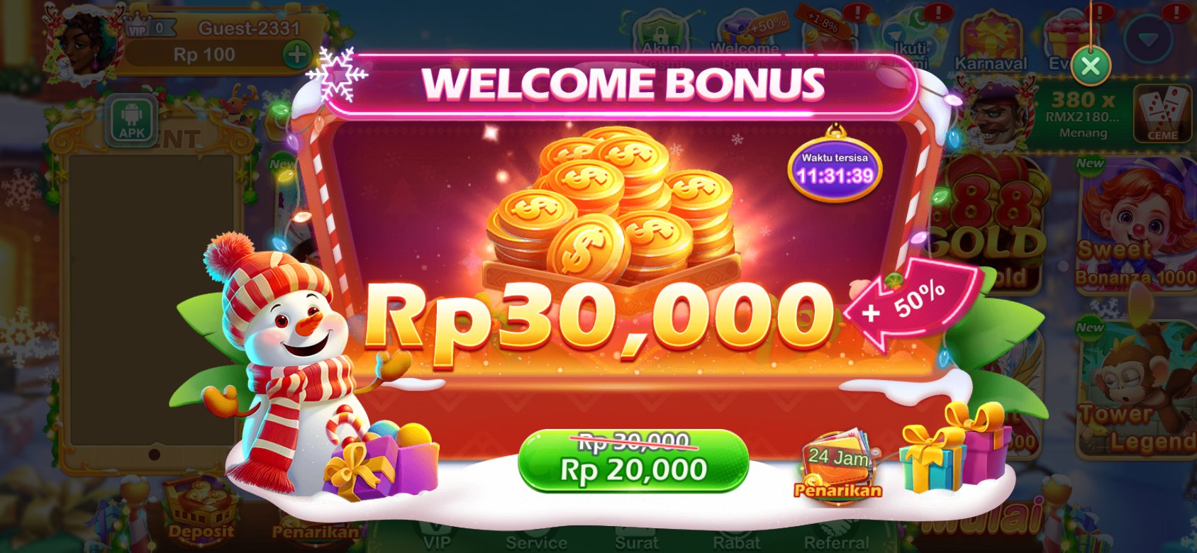 Bonus selamat datang Rr777 2 4 354 3 dengan diskon spesial untuk pengguna baru.